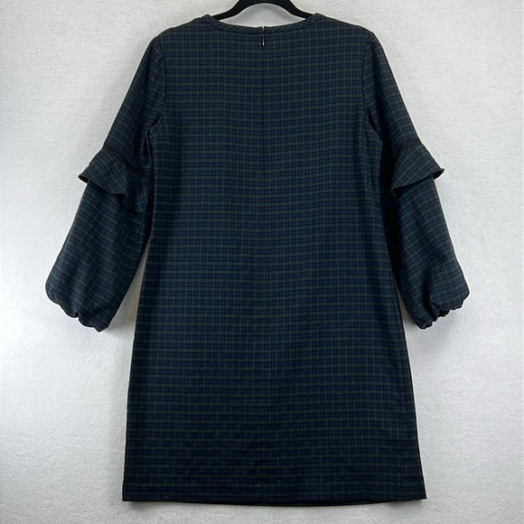 Loft Dress Women’s Size 6 Blue/Green Plaid Fun Sleeve Detail Poly/Rayon/Spandex - Picture 9 of 12
